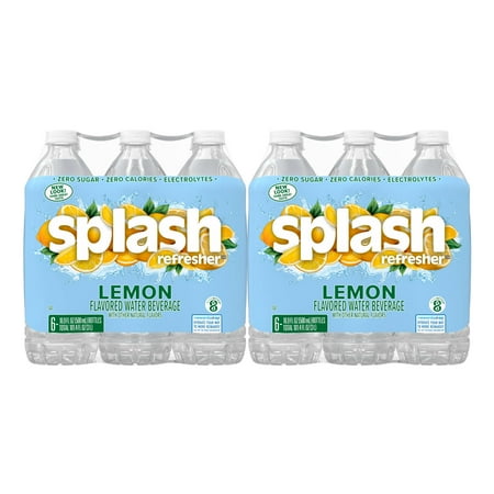 Splash Refresher, Lemon Flavored Water, 16.9 Fl Oz Plastic Bottles (24 Count)