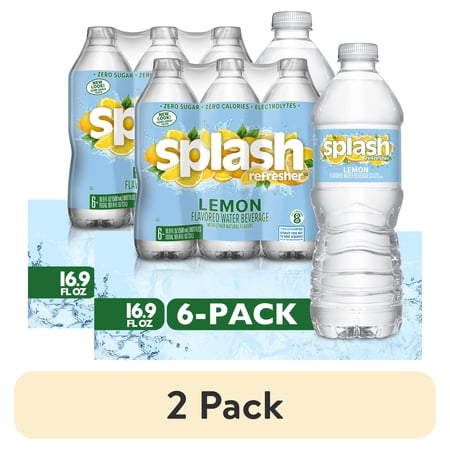(2 pack) Splash Lemon Flavored Water, 16.9 fl oz, 6 Pack Bottles