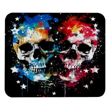Splash Skull Square Mouse Pad, Mouse Mat with Non-Slip Rubber Base, Washable Mousepad for Computer, Laptop, Office