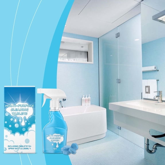 Splash Spray, Splash SSpray Tablets & Spray Bottle, Splash Spray Cleaner - Bottle and 10x Cleaning Tablets, Splash Foam Toilet Cleaner for Kitchens, Countertops, Ovens