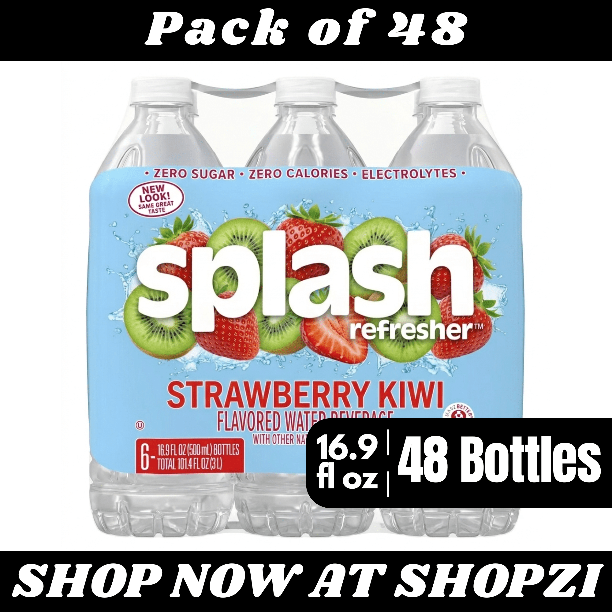Splash Strawberry Kiwi Flavored Water 16.9 fl oz – 48 Pack Bottled Drink