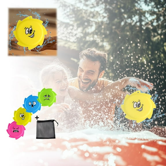 Splash Water Balls Set - Quick-Fill Reusable Water Flying Disc Kit with Mesh Bag, Fun Outdoor Pool & Beach Toys for Kids, Summer Backyard Water Games (4 Bright Colors)