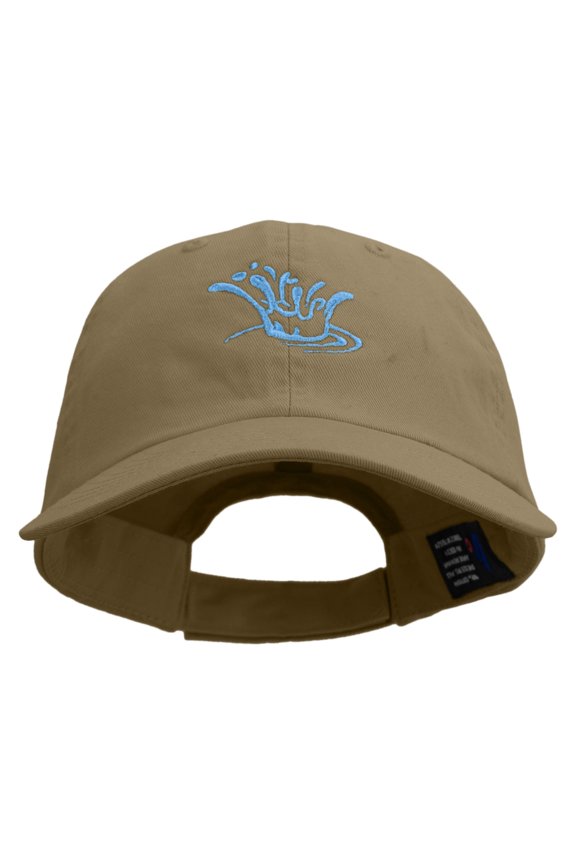 Splash Water Icon Embroidered Low Profile Dyed Cotton Twill Cap - Khaki OSFM