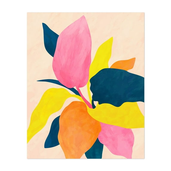 Splash of Nature - India Digital Art Abstract Modern Art Botanical Floral Minimalist Pop Art Unframed Wall Art Print 22 x 28 inches