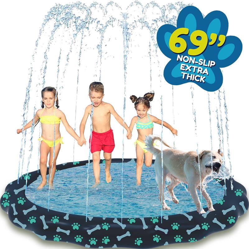 SplashEZ Non Slip Splash Pad for Kids & Dogs, 69’’ Extra Large Splash ...