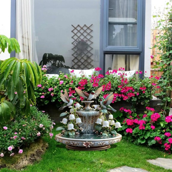 Splashing Garden Statue Acrylic Plate Patio Outdoor Basin Rain Weather Decorative Ornament