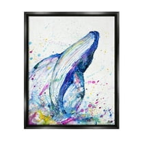 Splashing Whale Bubbles Marine Animals & Insects Graphic Art Jet Black Framed Art Print Wall Art