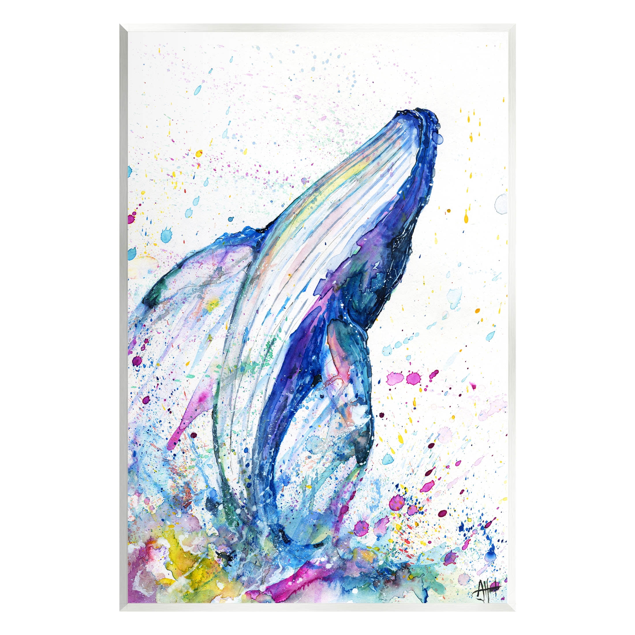Splashing Whale Bubbles Marine Animals & Insects Graphic Art Unframed Art Print Wall Art