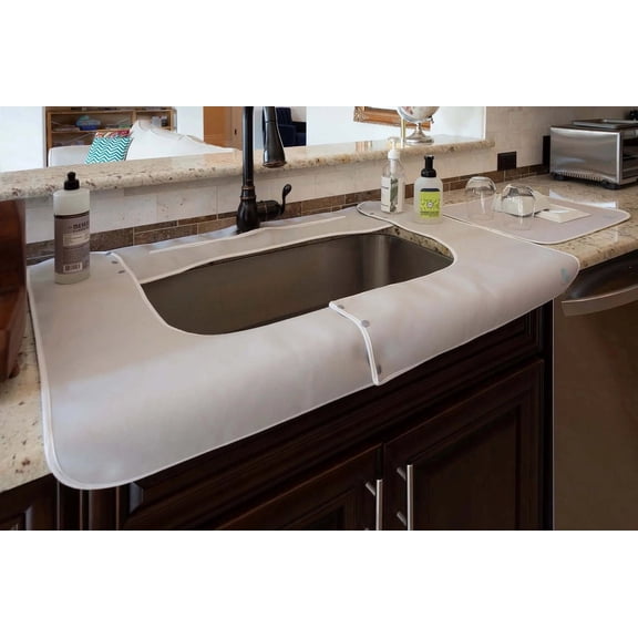 Splashpad Kitchen Sink Splash Guard, Adaptable Size, Grey