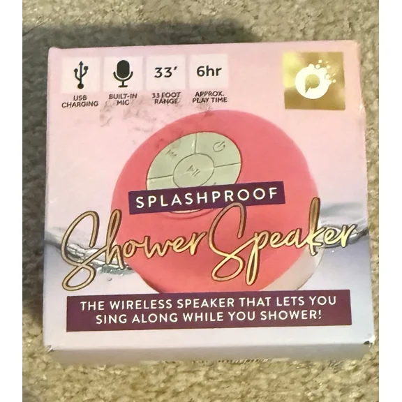 Splashproof Shower Speaker In Hot Pink - Waterproof - Wireless Bluetooth Usb