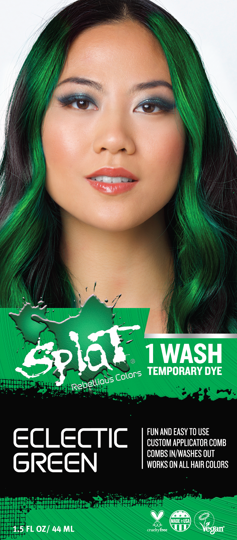 Splat 1 Wash Eclectic Green Hair Color, Temporary Bleach Free Green Hair Dye - image 1 of 8