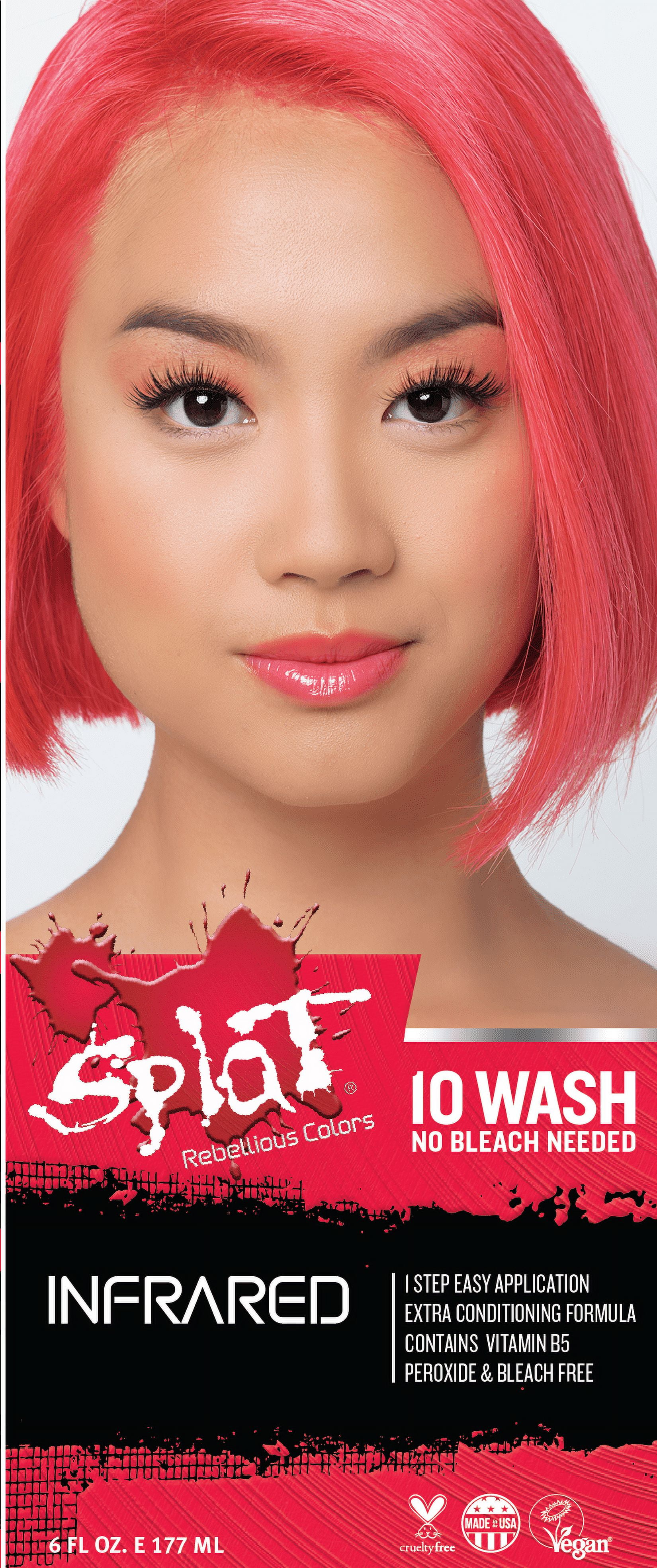 Splat 10 Wash Infrared Red Hair Color, NoBleach Temporary Red Hair Dye