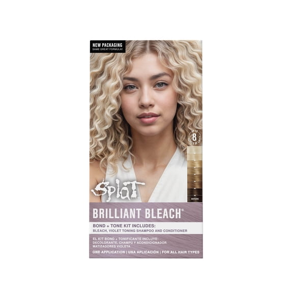 Splat Brilliant Bleach Kit with High-Lift Hair Bleach, Purple Shampoo, and Conditioner