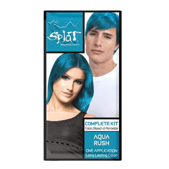 Splat Semi-Permanent Blue Hair Dye Complete Kit with Bleach, Aqua Rush, 1 Application