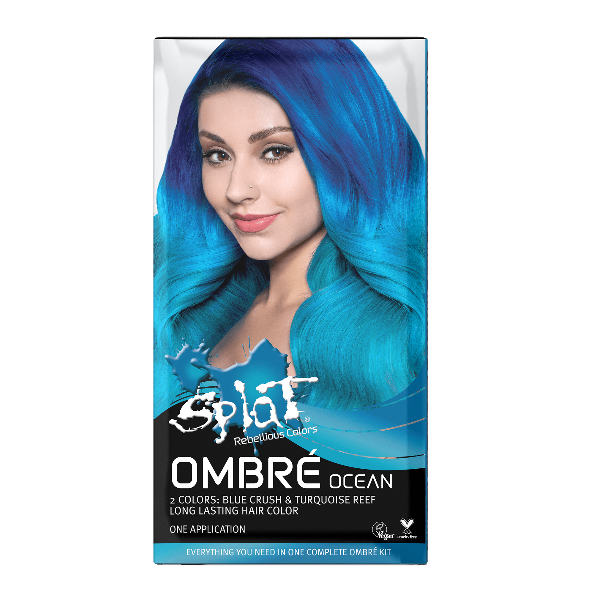 Splat Complete Kit, Ombre Ocean, Semi-Permanent Turquoise & Blue Hair Dye  with Bleach