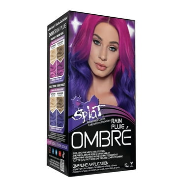 Splat Complete Kit, Ombre Rain, Semi-Permanent Purple & Pink Hair Dye with Bleach
