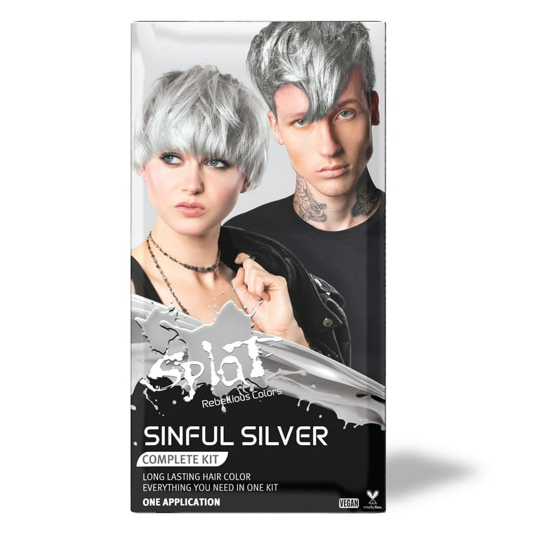 Splat Complete Kit Semi-Permanent Silver Hair Dye with Bleach and