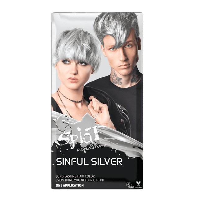 Splat Complete Kit, Sinful Silver, SemiPermanent Gray Hair Dye with