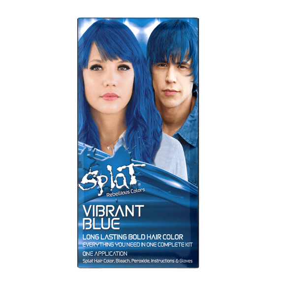 Splat Complete Kit, Vibrant Blue, Semi-Permanent Blue Hair Dye with Bleach