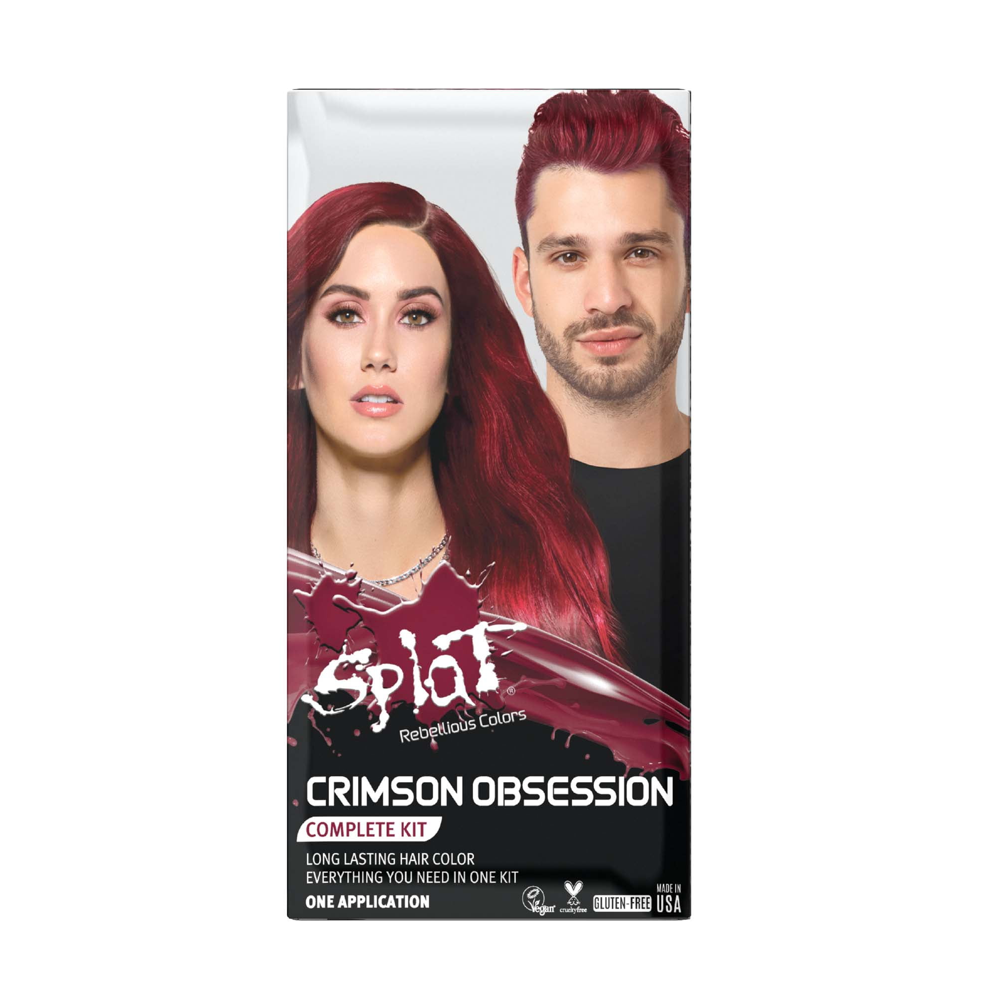 Splat Crimson Obsession Red Hair Color Kit Semi Permanent Red Hair Dye with Bleach 1 Application