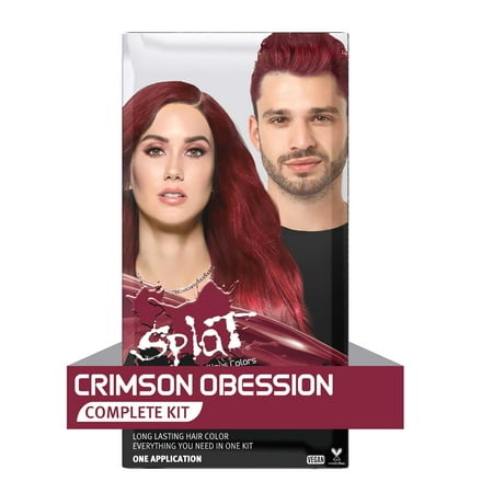 Splat Semi-Permanent Red Hair Dye Color Kit with Bleach, Crimson Obsession, 1 Application