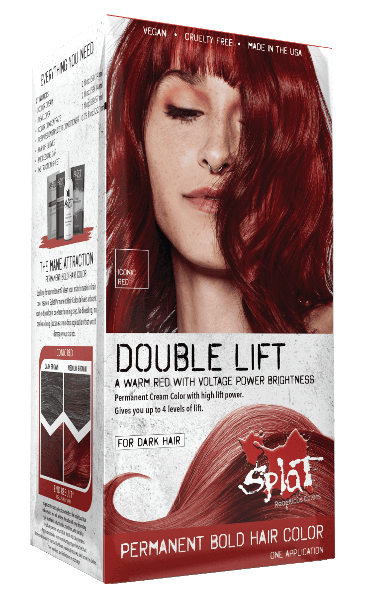 Splat Double Lift Permanent Hair Color, Unisex Hair Dye Without Bleach, Iconic Red