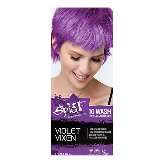 Splat 10 Wash No Bleach Violet Vixen Hair Color, 6 Oz, 3 Pack