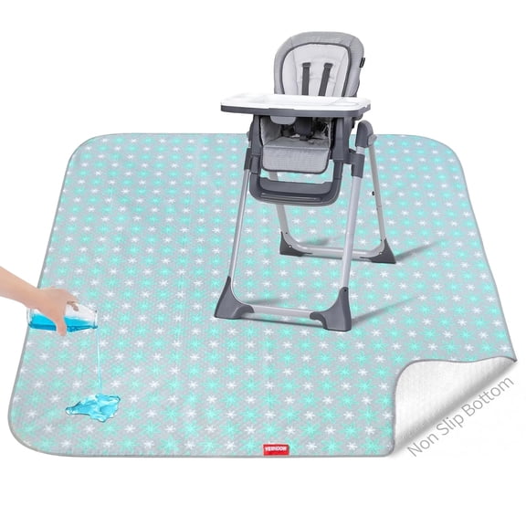 Splat Mat for Under High Chair Mat, 42x46 Inch, Mealtime Baby Splat Mat for Art/Crafts/Playtime, Waterproof Splash Mat, Machine Washable Portable Picnic Floor Mat Baby Feeding Table Cloth