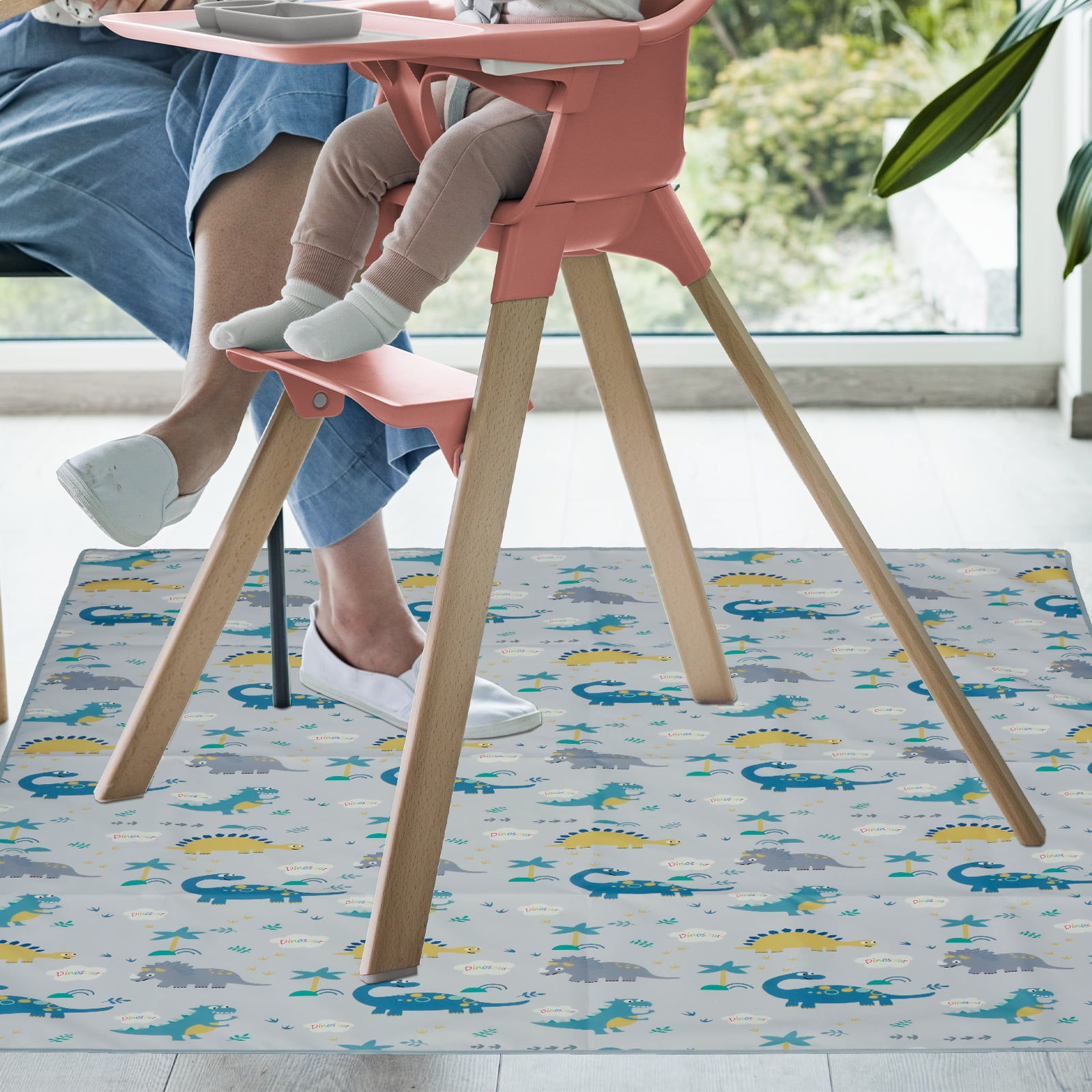 Splat Mat for Under High Chair 51 x 51 Inch Baby Dining Chair Mat Anti ...