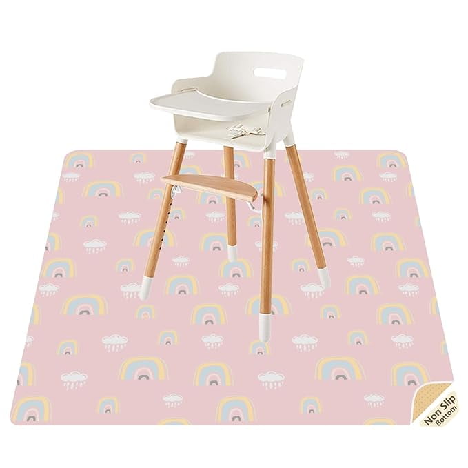 Splat Mat for Under High Chair Arts Crafts by CLCROBD 51 Baby Anti slip Food Splash and Spill Mat for Eating Mess Waterproof Floor Protector and Table Cloth Rainbow Pink Walmart
