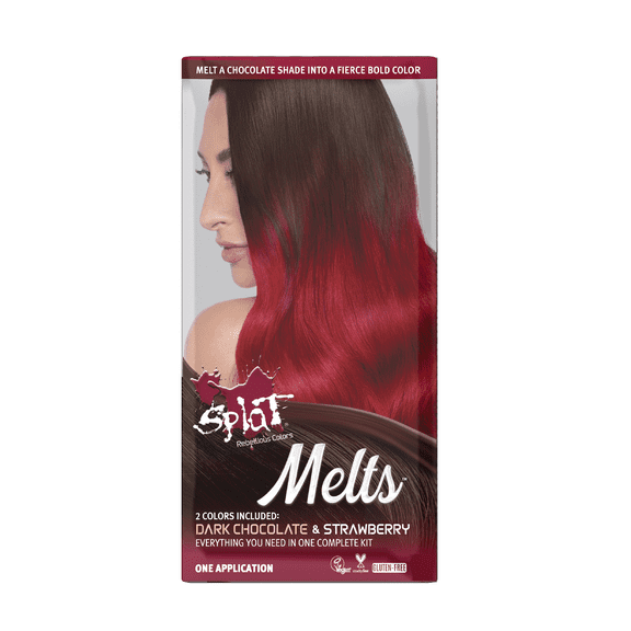 Splat Melts Hair Dye, Dark Chocolate and Strawberry Unisex Semi-Permanent Hair Color, 1 Application