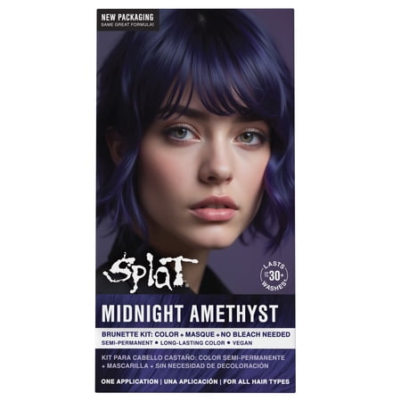 Splat Midnight Amethyst Hair Dye Kit, Semi-Permanent Purple Color for Brunettes, Vegan