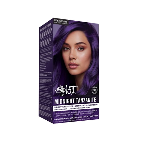 Splat Midnight Tanzanite Hair Dye Kit, Semi-Permanent Purple Hair Color for Brunettes