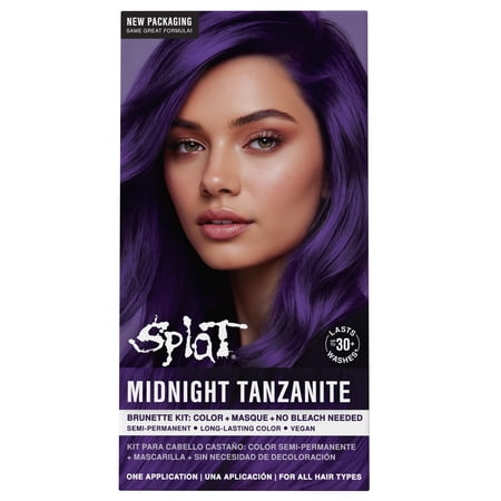 Splat Midnight Tanzanite Hair Dye Kit, Semi-Permanent Purple Hair Color for Brunettes