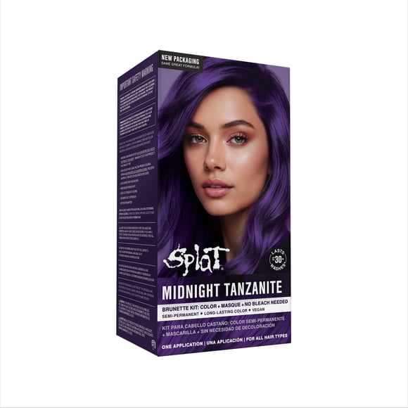 Splat Midnight Tanzanite Hair Dye Kit, Semi-Permanent Purple Hair Color for Brunettes