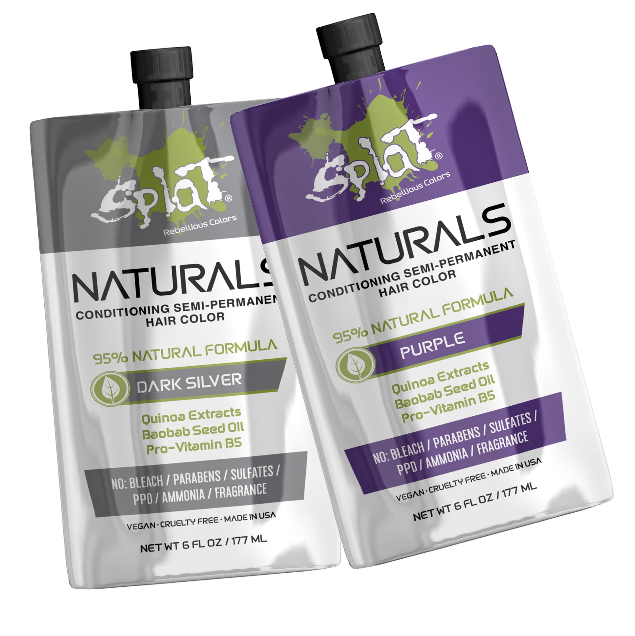 Silver Splat Splat Naturals Color Bundles - Split Hair Dye Looks (Silver & Purple ...