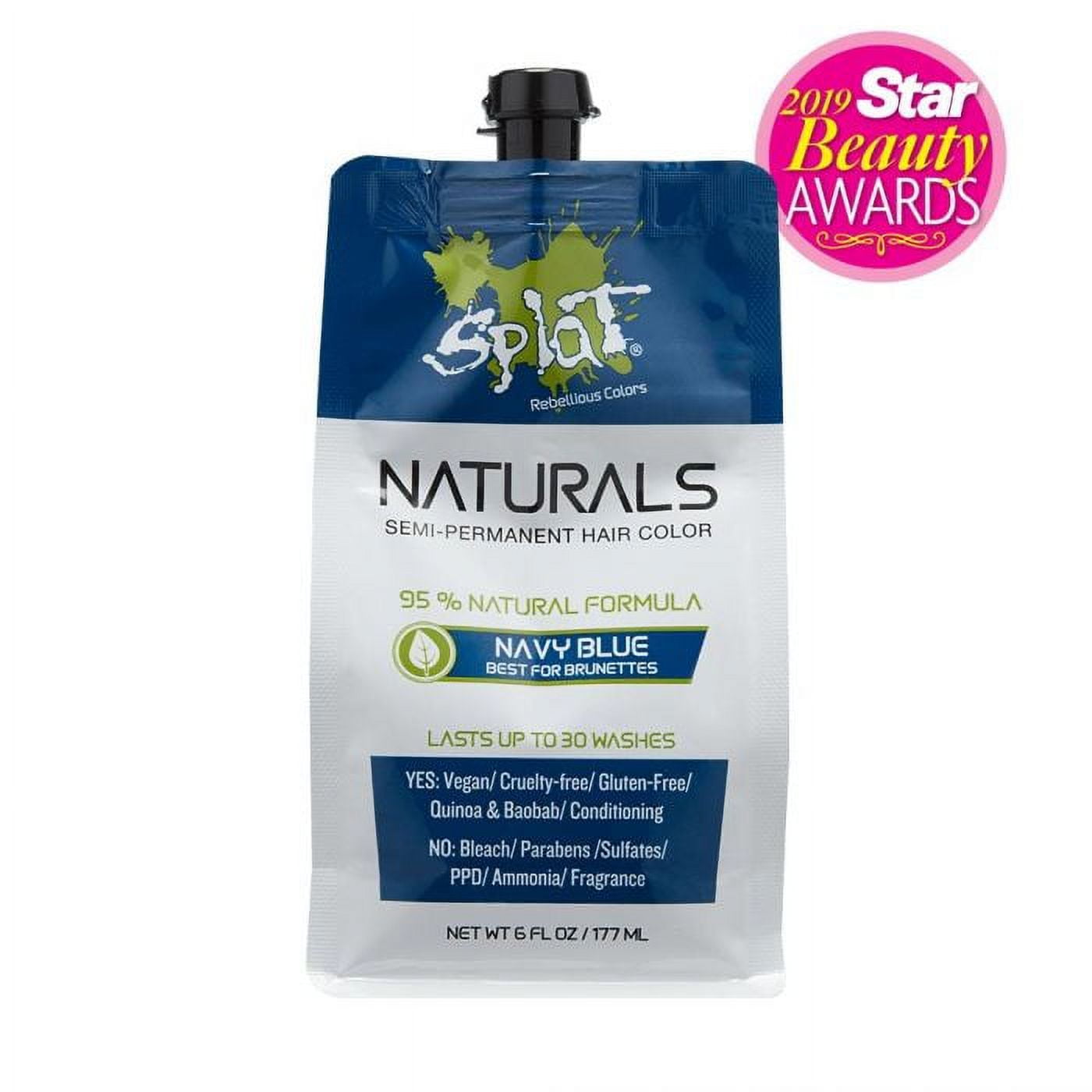 Splat Naturals Conditioning Hair Color, Semi-Permanent Hair Dye, Dark Navy, 6 fl oz Pouch