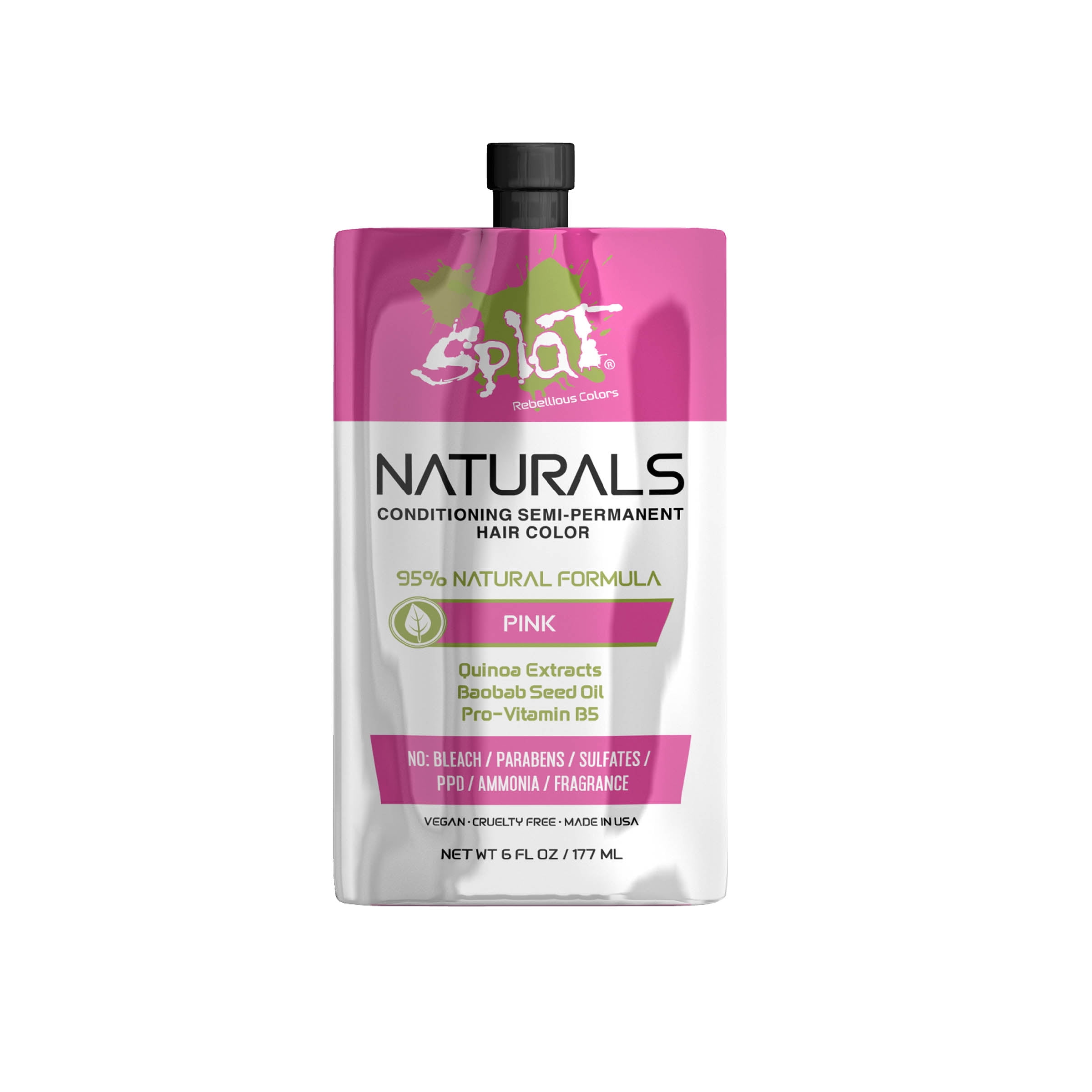 Splat Naturals Conditioning Hair Color, Semi-Permanent Hair Dye, Pink, 6 fl oz Pouch