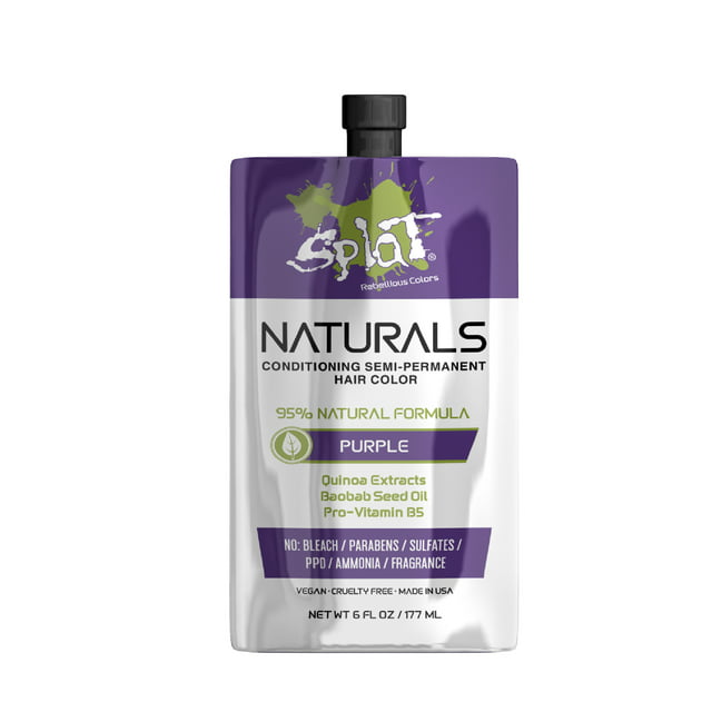 Splat Naturals Conditioning Hair Color, Semi-Permanent Hair Dye, Purple, 6 fl oz Pouch