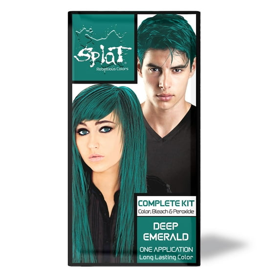 Splat Original Complete Kit, Semi-Permanent Hair Dye with Bleach, Deep Emerald