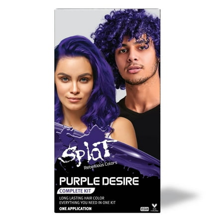 Splat Original Complete Kit, Semi-Permanent Hair Dye with Bleach, Purple Desire