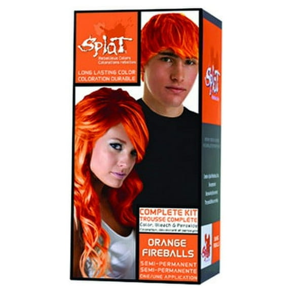 Splat Semi-Permanent Hair Dye with Bleach Complete Kit, Orange Fireballs