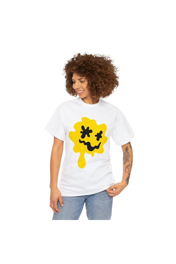 Splat smiley face emoji Unisex Heavy Cotton Tee