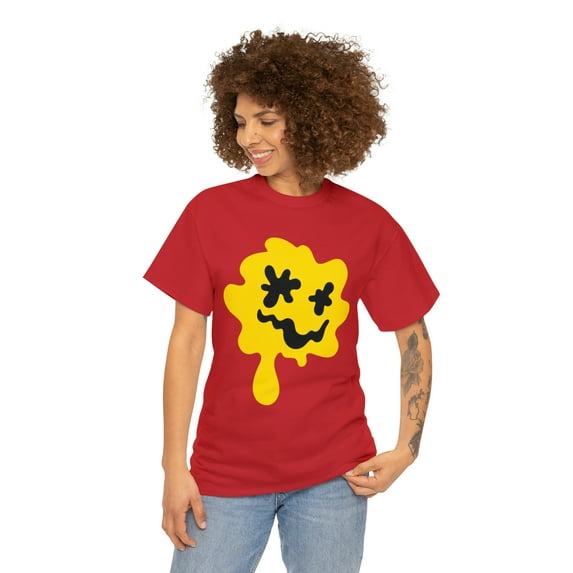 Splat smiley face emoji Unisex Heavy Cotton Tee