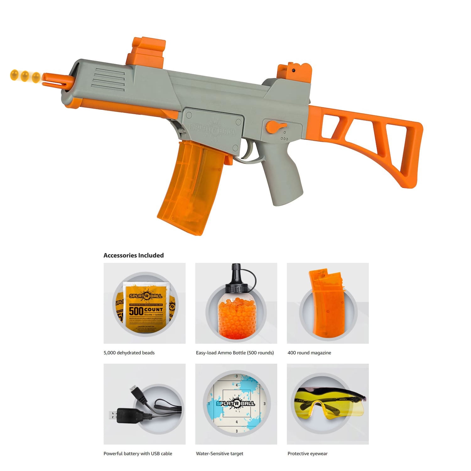 Rechargeable Electric Gel Ball Blaster, Protective Eyewear & 8000