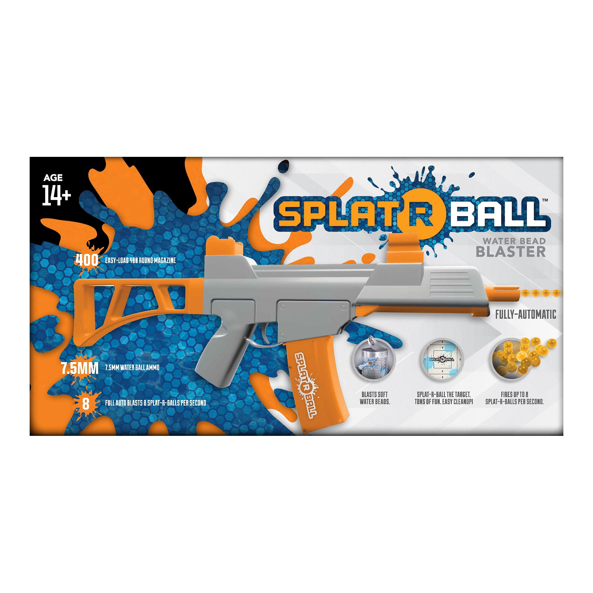 SplatRBall Full and Semi Auto Electric Rechargeable Soft Water Bead Gel Ball Blaster Kit Gray / Orange