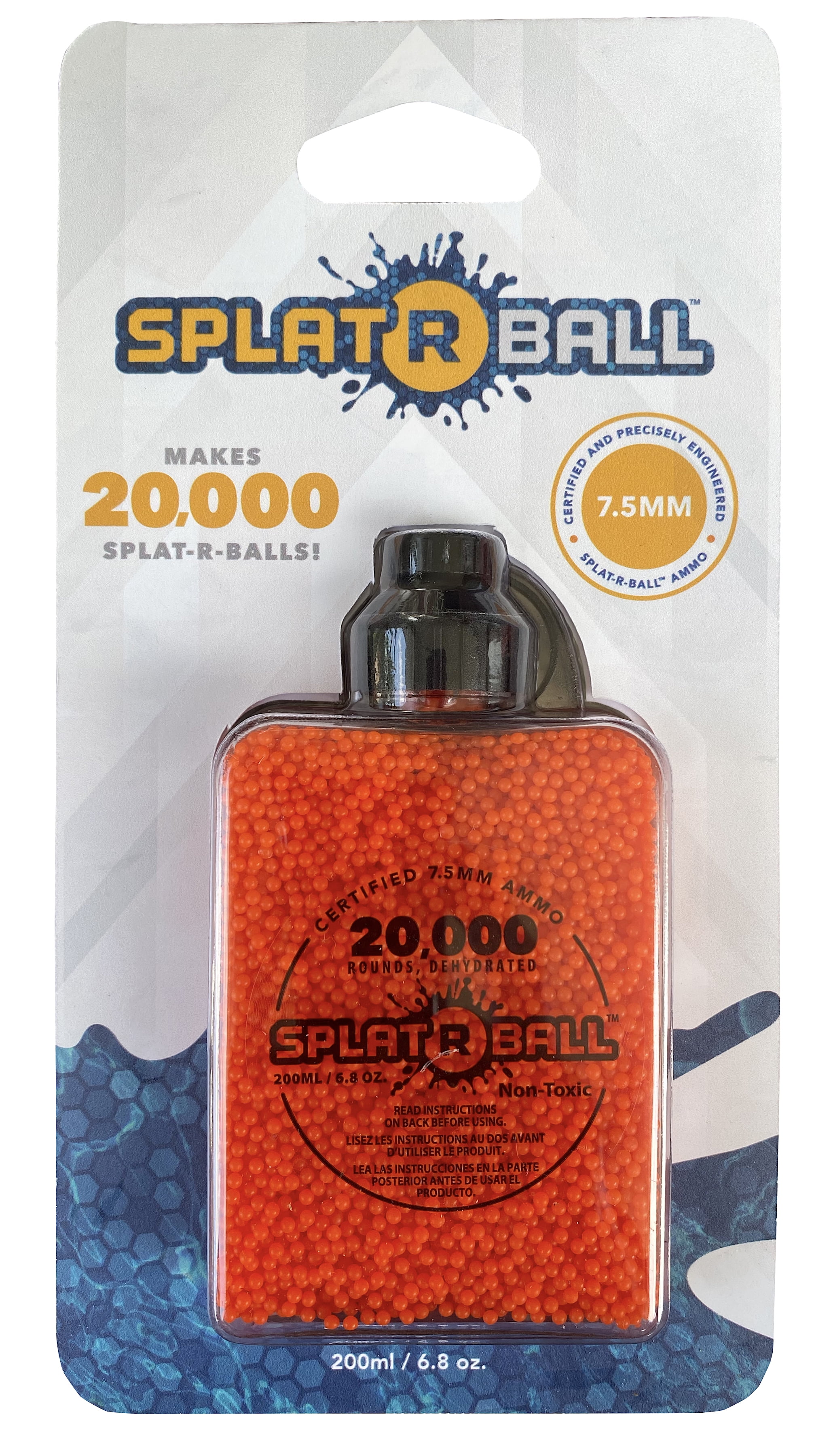 SplatRBall Orange Ammunition 20K rounds 7.5 mm bottle