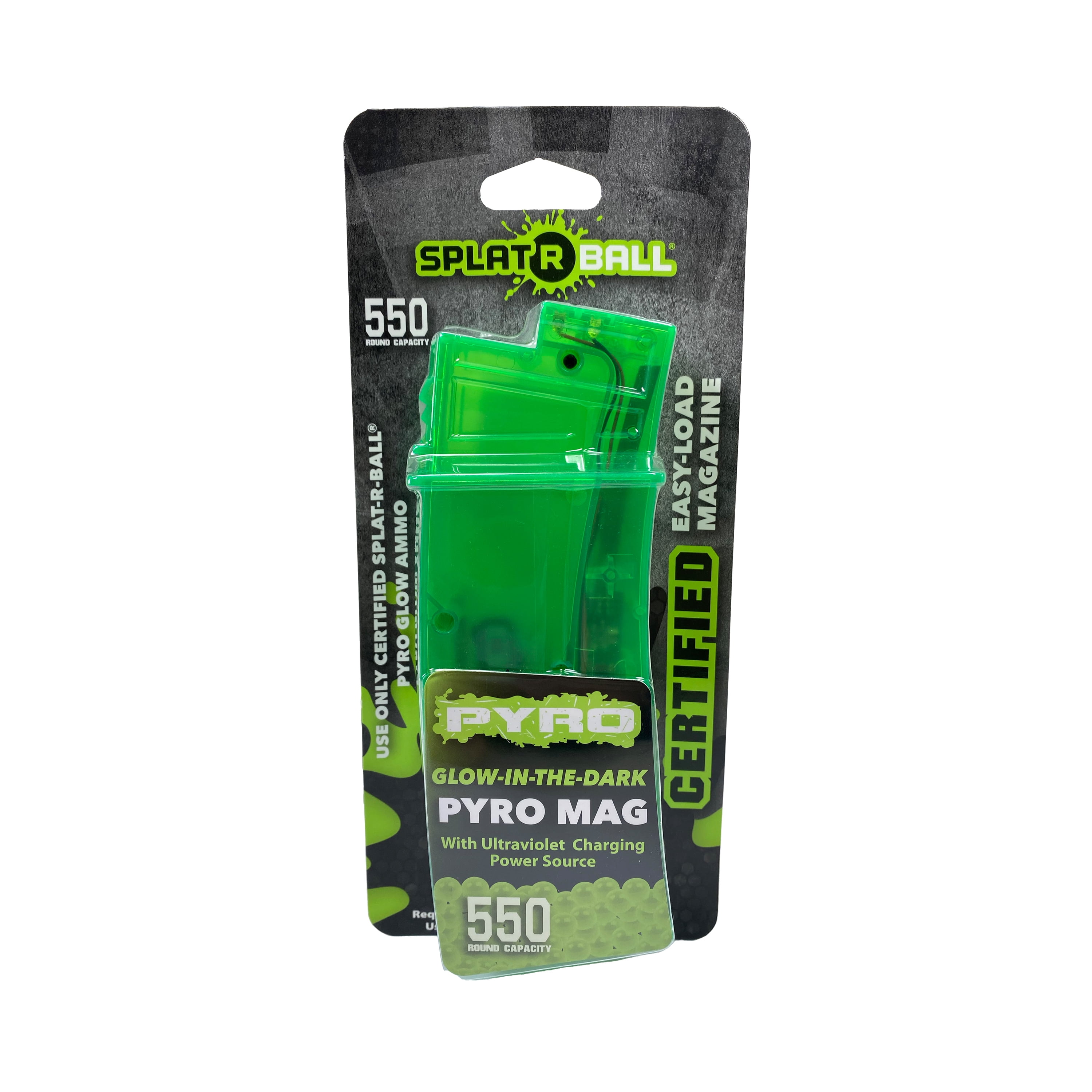 SplatRBall PYRO Glow Magazine, 550 Round Capacity, Green, LED Ammo