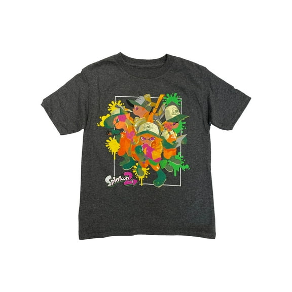 Splatoon 2 Boys Gray Short Sleeve Video Gamer T-Shirt Tee Shirt XL (14-16)