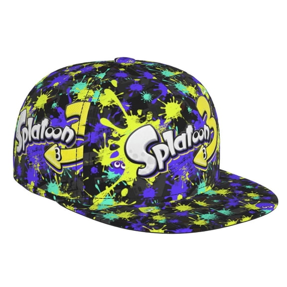 Splatoon 3 Baseball Cap For Men, Women & Kids, Classic Flat Brim Hat Hip Hop Trucker Hat Adjustable Snapback Hat